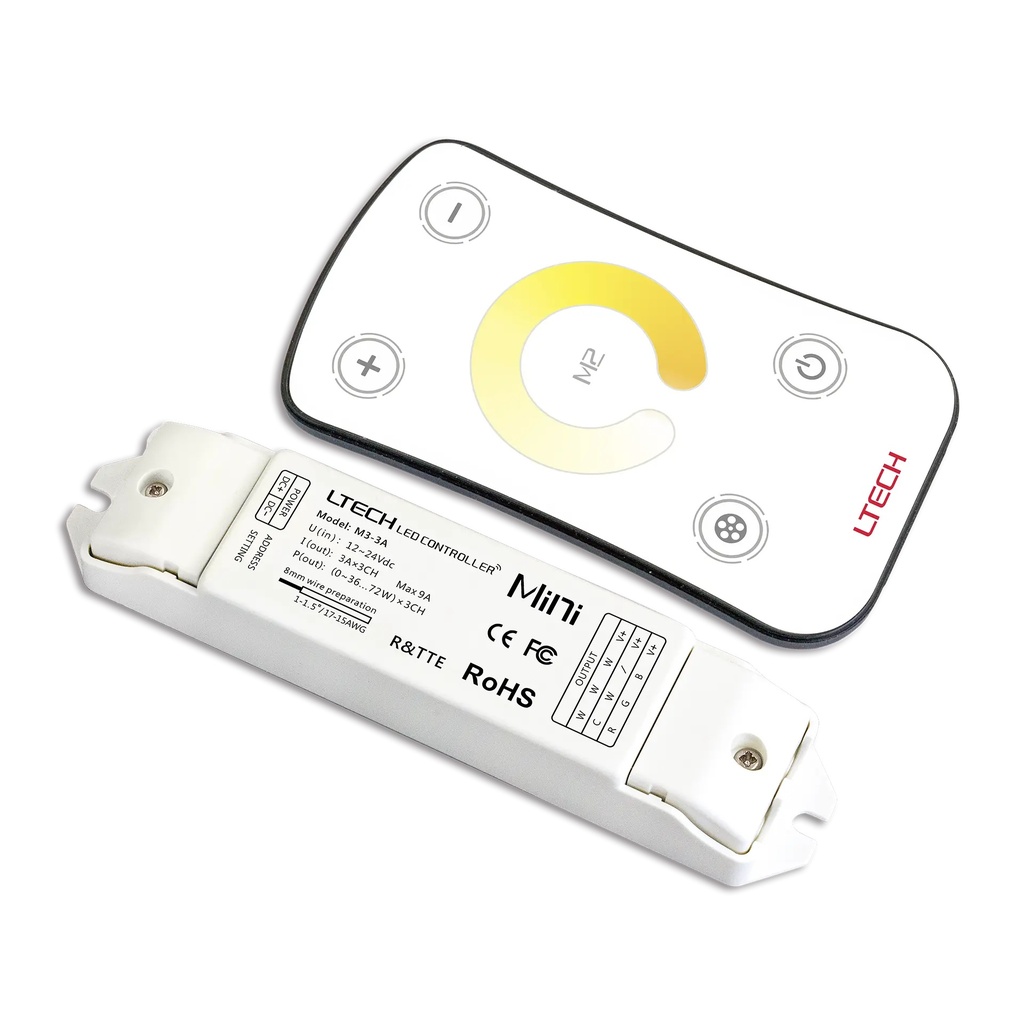 LTECH Mini RF remote + receiver CV 3x3A CT - M2+M3-3A